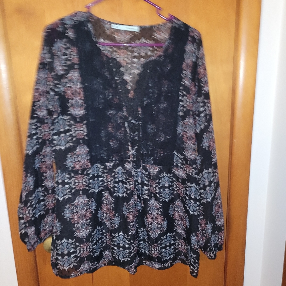 Maurice's Floral Swiss Dot Boho Top